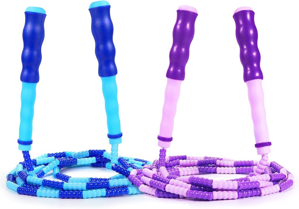 Supertrip Jump Rope Kids-Soft Beaded Skipping Rope Adjustable Tangle-Free Segmented Jumping Rope for Children and Students