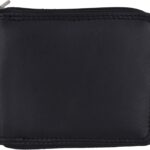 Men’s Zipper RFID Blocking Premium Leather Zip-Around ID Bifold Wallet (Black)