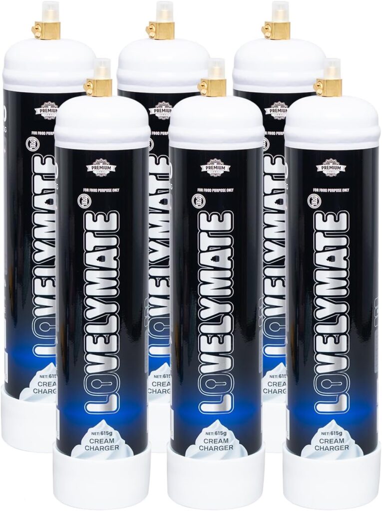 LovelyMate Whipped Cream Chargers 615g 1.0L Food grade cylinder kitchen tools (6pc-615g)