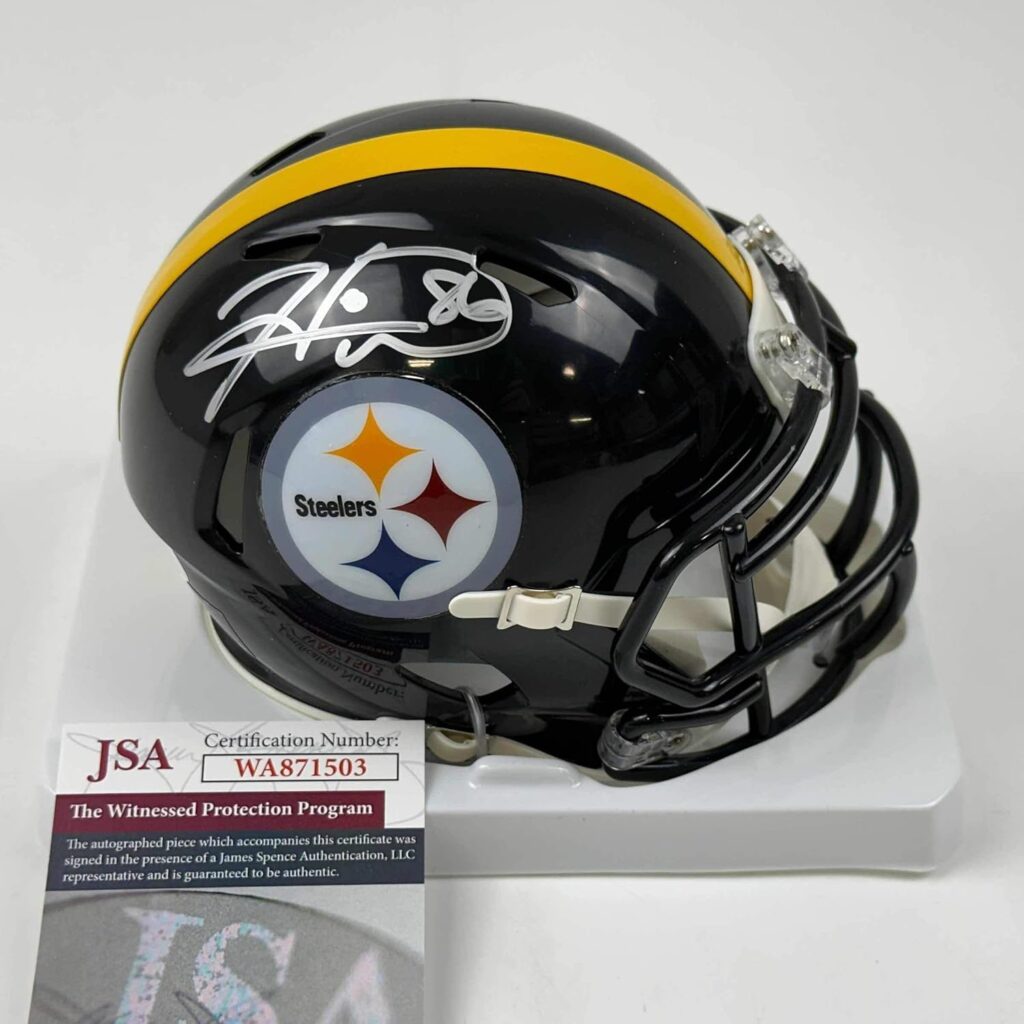 Autographed/Signed Hines Ward Pittsburgh Steelers Mini Football Helmet JSA COA