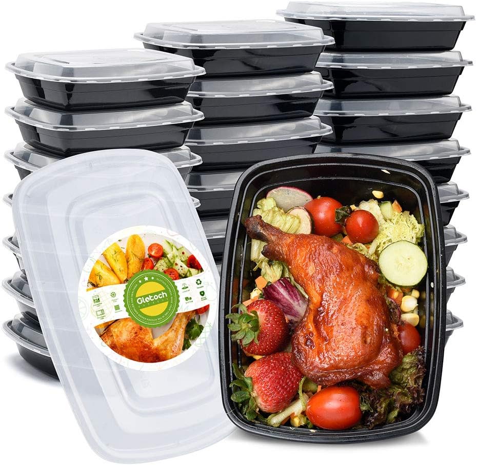 Glotoch Meal Prep Containers Reusable, 50Pack 32oz Plastic Food Prep Storage Containers with Lids,BPA Free,Microwave, Dishwasher Safe Disposable To Go Containers for Meal Plan,Single Compartment