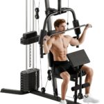 Soozier Home Gym System, Multifunction Workout Station with 100Lbs Weight Stack, 100Lbs Resistance for Full Body Workout Machine