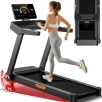 UMAY Fitness Home Folding Incline Treadmill with Pulse Sensors, 3.0 HP Quiet Brushless, 300 lbs Capacity