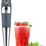 Cordless Immersion Blender Handheld: Powerful Rechargeable Electric Hand Blender, 21-Speed & 3-Angle Adjustable with Stainless Steel Blades for Milkshakes, Smoothies, Soup, Puree, Baby Food (Grey)