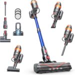 Cordless Vacuum Cleaner, 650W with Extra Mattress Cleaning Tool, 50KPA Stick Vacuum Cleaners for Home 65 Mins Runtime, Self-Standing, Wall Mount Charging, Rechargeable Vacuum for Floor Carpet Pet Hair