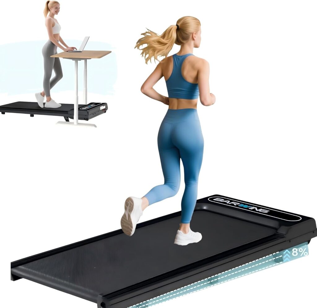 BARWING 6.5MPH Walking Pad Treadmill Under Desk Walking Pad with Incline 330 lbs Mini Portable Walking Treadmill for Home Small Office with Remote Control Incline Walking pad Under Desk