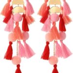 Long Tassel Earrings for Women Colorful Fringe Drop Dangle Earrings Bohemian Hawaiian Summer Beach Jewelry for Womens Vacation Outfits