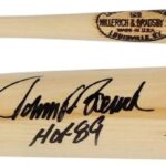 Johnny Bench Cincinnati s Autographed Blonde Louisville Slugger Game Model Bat with “HOF 89” Inscription – Autographed MLB Bats