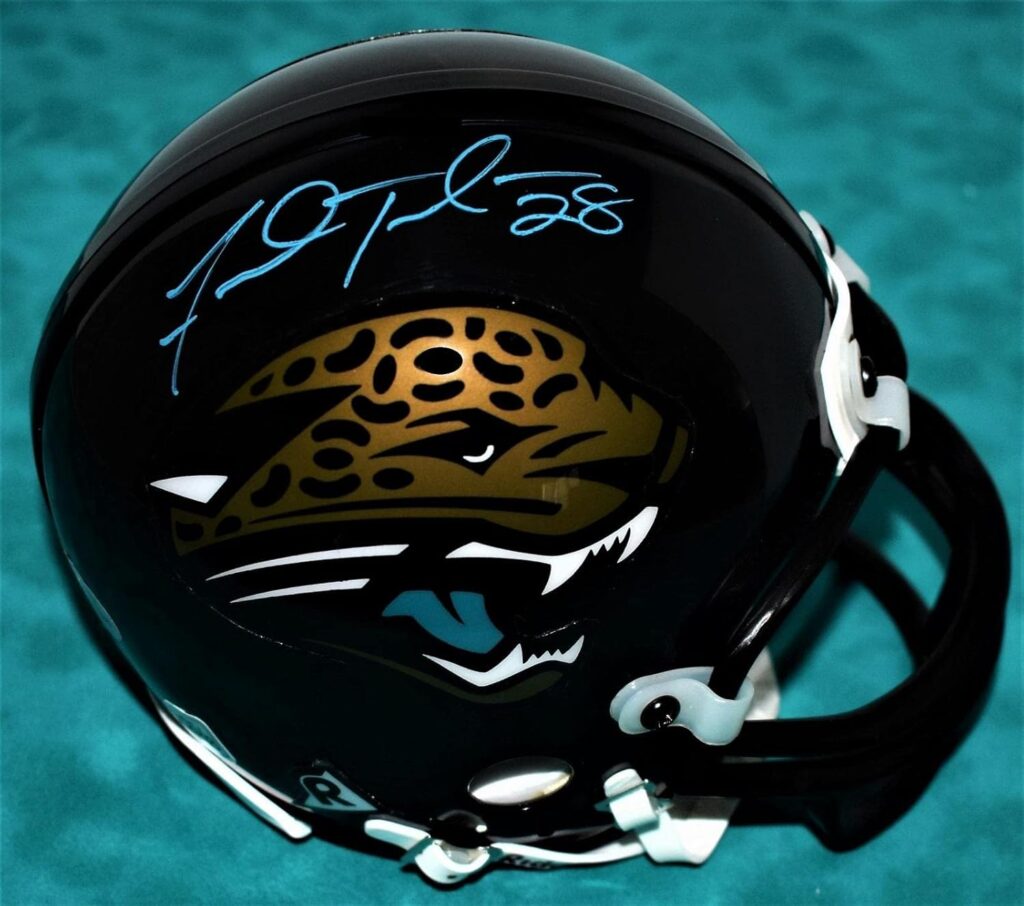 Fred Taylor Signed Autographed Jacksonville Jaguars Mini Helmet with BLUE Signature JAGS + BECKETT BAS COA – Autographed NFL Mini Helmets