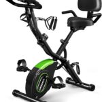 Caromix Folding Exercise Bike, 5 in 1 Stationary Magnetic Cycling Bicycle Upright Indoor Cycling Bike for Home Workout 330LB Capacity