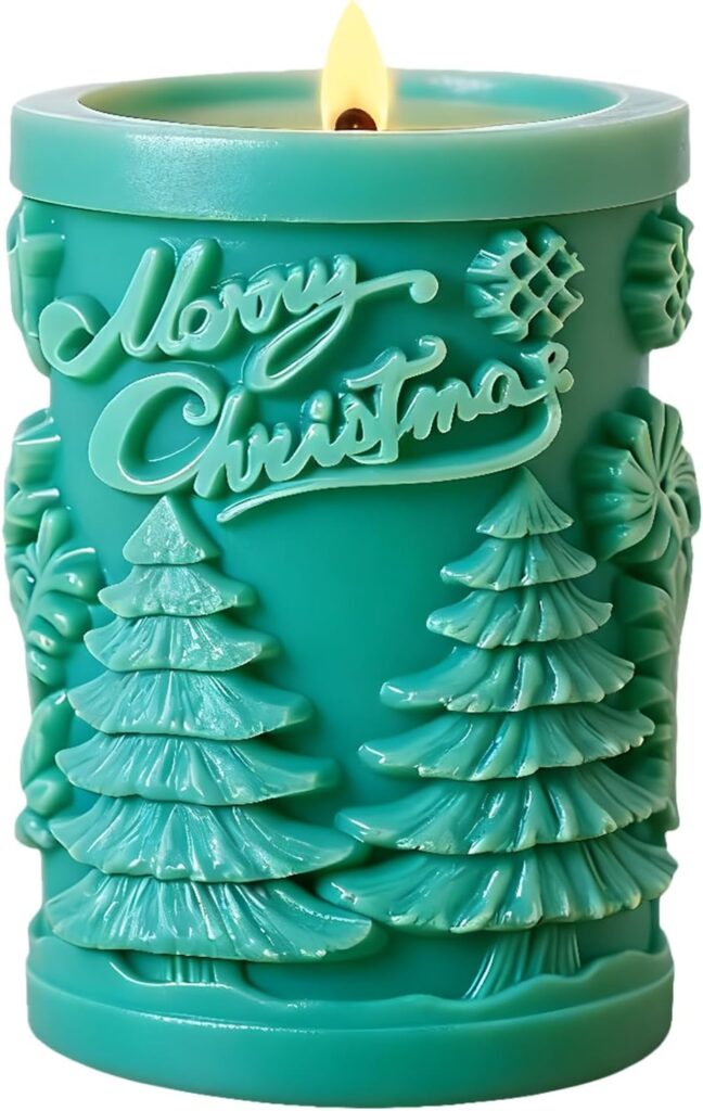 Christmas Candle Silicone Molds Christmas Tree Cylinder Candle Mold for Xmas Candles Making Resin Casting Aromatherapy Candles Handmade Wax Home Decor
