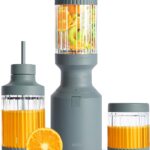 The Beast Mini Blender Plus | Mini Countertop Kitchen Blender | Blend Smoothies and Shakes, Dressings, Sauces, Dips | Extra Vessels, Straw Cap and Straws Included | 600W (Mist)