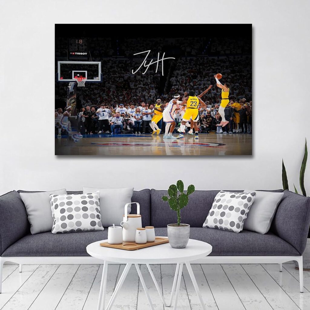 Basketball Superstar Pacers Tyrese Haliburton Signed Poster For Kids Fans Room Bedroom Wall Decor-Sports Star Posters Canvas Art Print Picture For Teen Boy Birthday Gifts