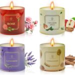Scented Candles Gift for Women,4 Pack Natural Soy Wax Candles Long Lasting Rose Lavender Sandalwood Apple Cinnamon Fragrance Gift for Mothers Day, Birthday, Thanksgiving Day, Christmas, Valentines Day