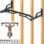 Kipika 48″ Wall Mounted Multifunction Cable Pulley System Gym, 48″ Wall Mounted Pull Up Bar, Cable Machine LAT Pulldown Attachments, DIY Home Gym Pulley Cable Machine Attachment System, Punching Bag Hanger