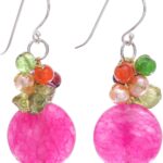 NOVICA Artisan Handmade Cluster Earrings Gemstone Beaded Dangle .925 Sterling Silver Thailand Birthstone ‘Thai Joy’