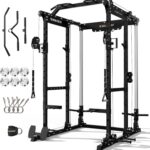 Gxmmat X6 Power Cage, 2200LB Multi-Function Power Rack with Independent Dual Aluminum Pulley System, Squat Rack for Home Gym Strength Training Equipment, Heavy-Duty Steel Construction