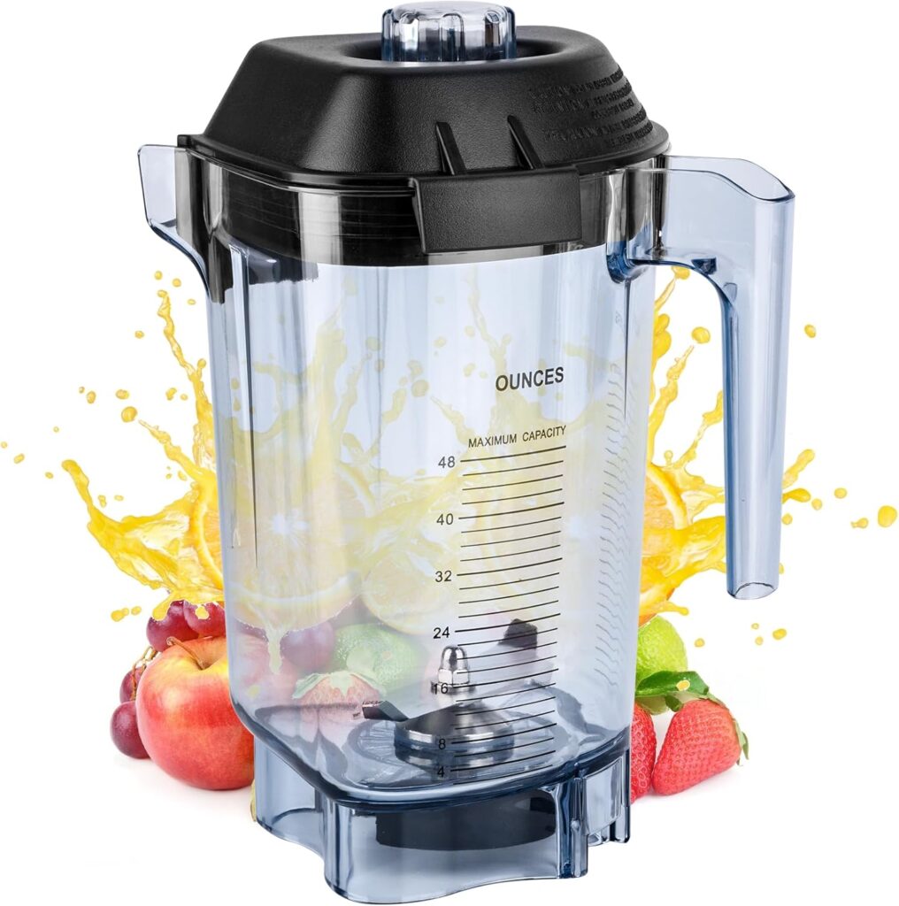 For Vitamix Blender Pitcher 48oz, Commercial Blender Replacement Quiet One VM0145 VM0100A 36019 15978 16016 BarBoss Drink Machine Advance Upgrade VM0100A Jar Container Cup for Vitamix, 5 YR Warranty