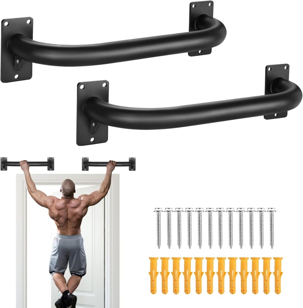 TOBWOLF 2PCS Wall Mount Doorway Pull Up Bar, Heavy Duty Strength Training Chin Up Bars, Door Frame Pull-Up Bars Ceiling Wall Mounted, Thick steel Sturdy Hanging Pull-up Bar for Home Gym Workout
