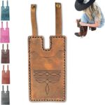 Western Boot Wallet with Snap Strap, Compact Boot Wallet, Inside The Boots Wallets, Handcrafted Leather Boots Credit Card Holder, Western Leather Wallets for Women (Brown)