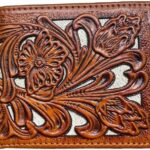 Men’s Short Leather Wallet – Laser Cut Floral Pattern Bifold in Multiple Colors – Compact Western Wallet for Cowboys, Ranchers & Everyday Carry