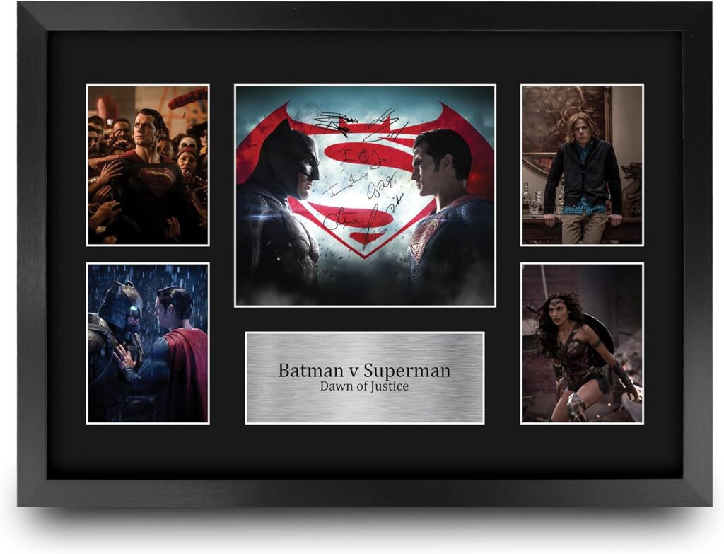 HWC Trading Batman v Superman Dawn of Justice Gifts Printed Signed Autograph Presentation Display Montage for Movie Memorabilia Fans – 16″ x 12″ Framed