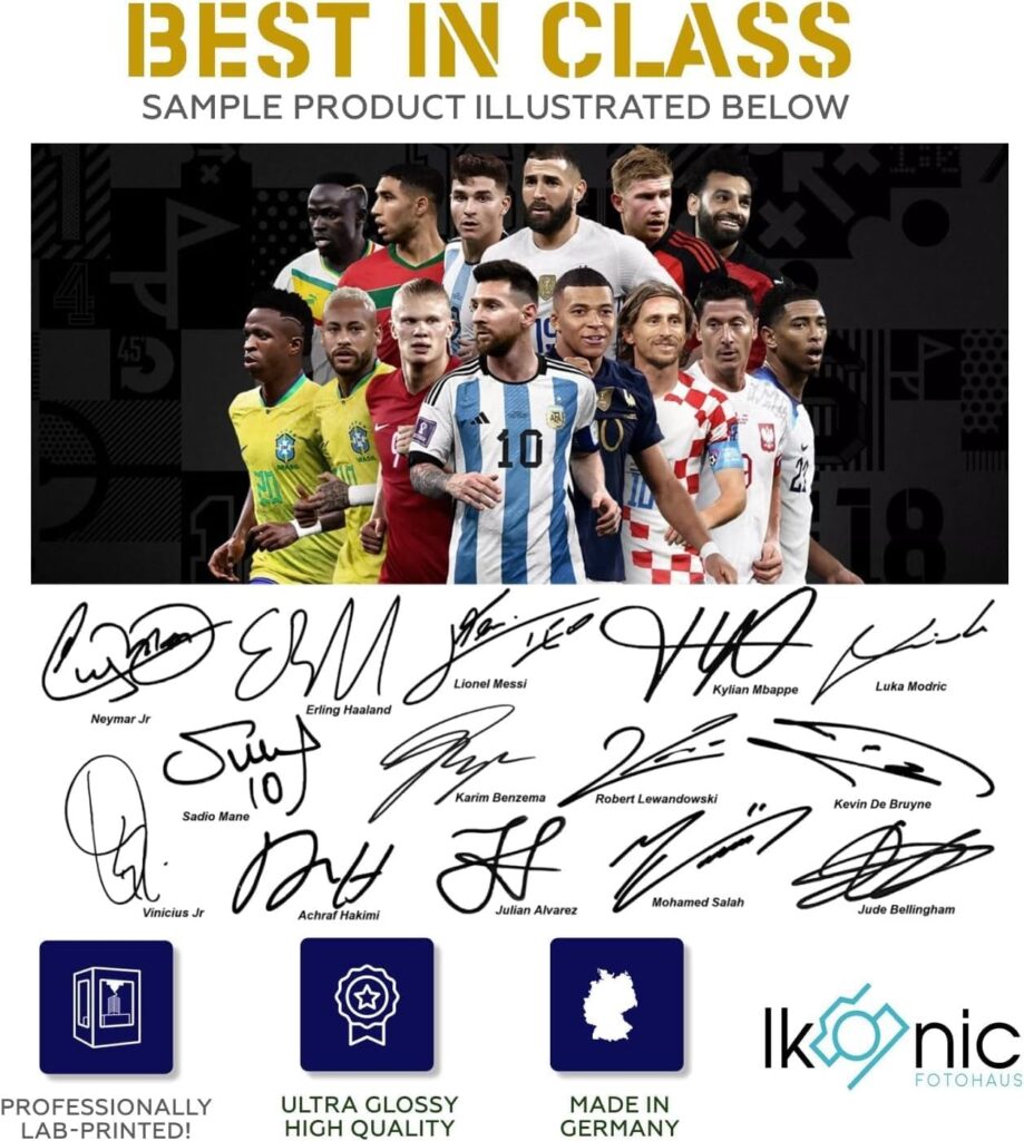 Cristiano Ronaldo Lionel Messi Neymar Jr Kane Pedri Mbape Soccer Superstars Signed Photo Autograph Print Wall Art Home Decor