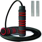 Weighted Jump Rope Workout (1LB) – Tangle-Free Ball Bearing Speed Skipping Rope for MMA Boxing Weight-loss Crossfit Fitness Home Exercise – Adjustable Rope Foam Handles for Men Women Cardio Training