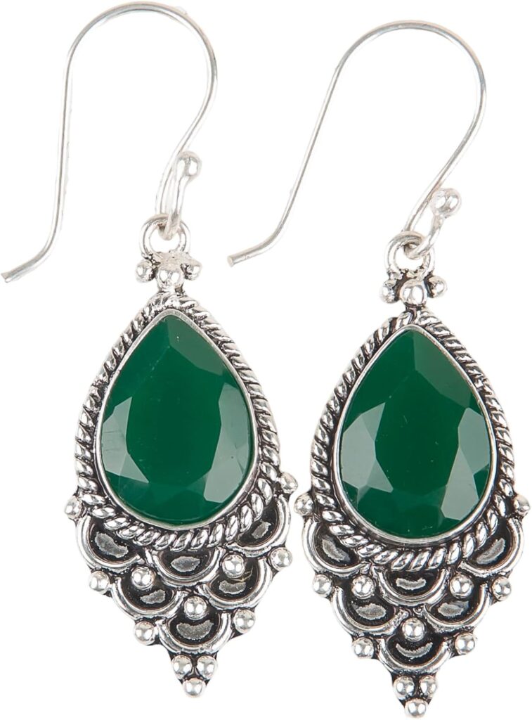Vintage Glamour Exquisite Gemstone Oxidised Earrings Handmade in 925 Sterling Silver