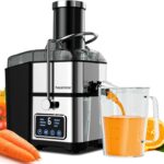 Healnitor 1200W 6-Speed Digital Screen Centrifugal Juicer Machines Vegetable and Fruit, Juice Extractor with 3” Big Wide Chute, Easy Clean, BPA-Free, High Juice Yield, Silver