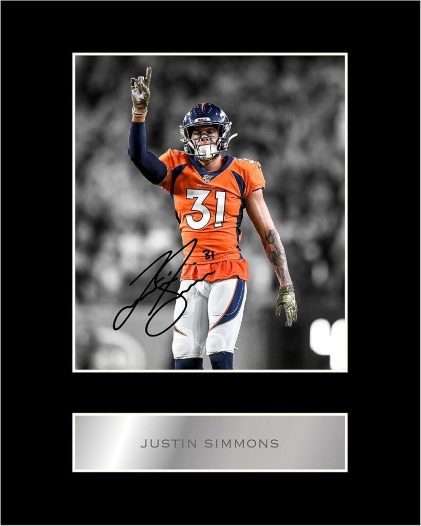 Justin Simmons Pre Printed Signature Signed Mounted Photo Display #01 Printed Autograph Picture