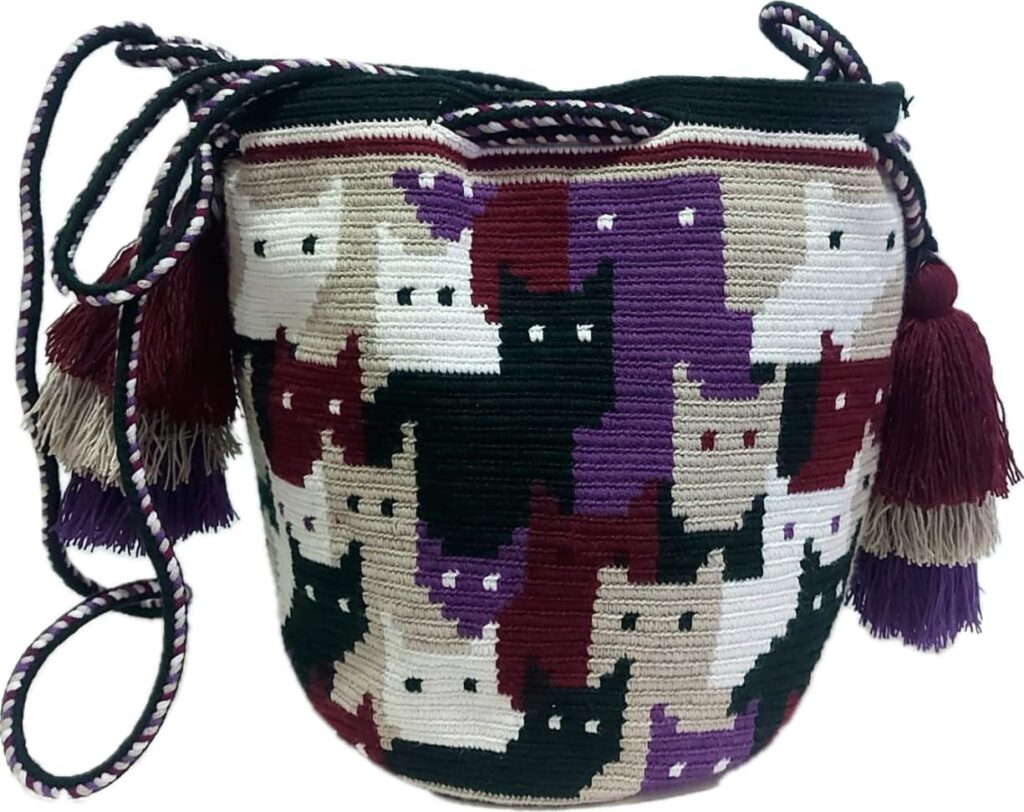 Handmade Wayuu Crochet Tote Bag, Woven Mochila, Colombian Tribal Bag, Beach Bag