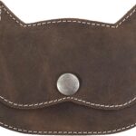 Hide & Drink, Cat-Shaped Wallet, Coin Pouch, Money Holder, Travel Accessory, Full Grain Leather, Handmade, Bourbon Brown/White Stitching