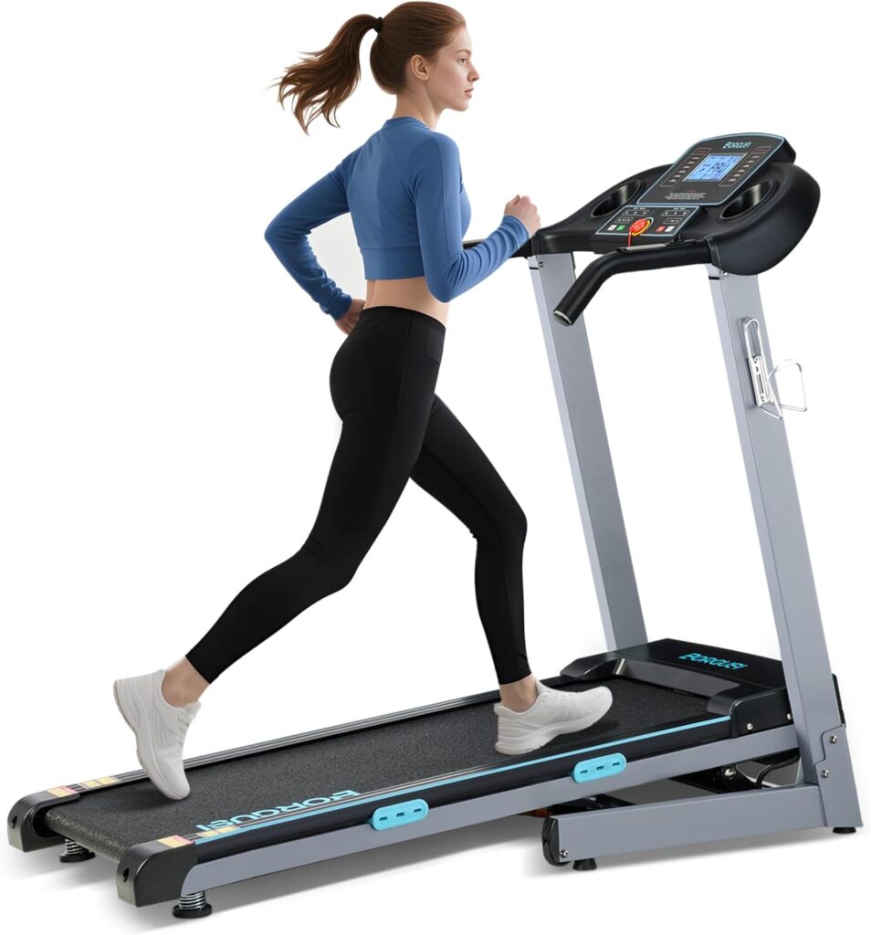 Treadmill with Auto Incline – 300 lb Capacity, 3.0HP Folding Electric Treadmill Up to 8.5 MPH Speed, Running Machine with 17.5″ Wide Tread Belt and Bluetooth Speaker for Home Use