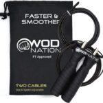 WOD Nation Attack Speed Jump Rope : Adjustable Jumping Ropes : Unique Two Cable Skipping Workout System : One Thick and One Light 11 Foot Cable : Perfect for Double Unders : Men and Women