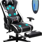 Douxlife 7-Point Massage Gaming Chair, 175° Gaming Recliner with Footrest Ergonomic Computer Office Chair High Back Video Game Chair with Lumbar Support, Upgraded Version White