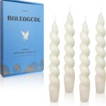 Unscented Spiral Candle Handmade White Short Candlesticks 7.5Inch Smokeless Taper Candles Slow Burn Candle Sticks Small Twisted Candlestick for Home Decoration Wedding Gifts