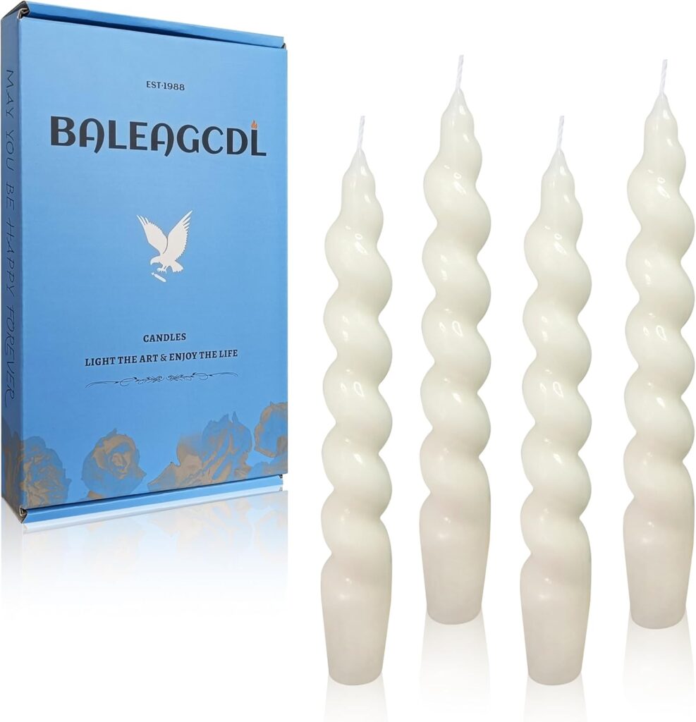 Unscented Spiral Candle Handmade White Short Candlesticks 7.5Inch Smokeless Taper Candles Slow Burn Candle Sticks Small Twisted Candlestick for Home Decoration Wedding Gifts