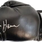 Autographed/Signed Thomas Hitman Hearns Black Everlast Boxing Glove JSA COA Auto