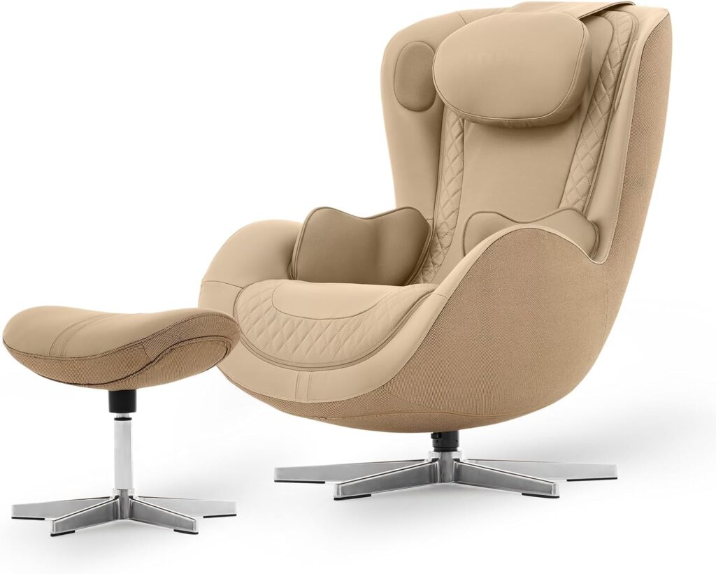 Nouhaus NOU Campo Heated Massage Chair,Full Body Massaging Zero-Gravity Leisure Recliner with Low-Noise 3D Massage and Dual Sound Systems Modern Massage Chairs (Mellow Sand)
