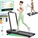 Smart Treadmill with 9% Auto Incline, Hiking and Running Walking Pad Treadmills for Home Office, Treadmill with UREVO APP, AI Powered Music Course, HIIT Programs Synced to Scenic Route, One-Click Mute