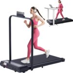 Portable Treadmill with Handles, 0.6-6.2MPH Compact Walking Pad with Handle Bar, 3.0HP Electric Walking Pads Treadmills for Home Small, 320LBS Home Small Under The Desk Treadmill for Small Spaces