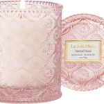 LA JOLIE MUSE Santal Rose Scented Candle – Saffron, Rose & Leather | 6 oz Natural Soy Wax | 40 Hours Clean Burn | Gift-Ready for Hosts & Gatherings | Elegant Home Decor