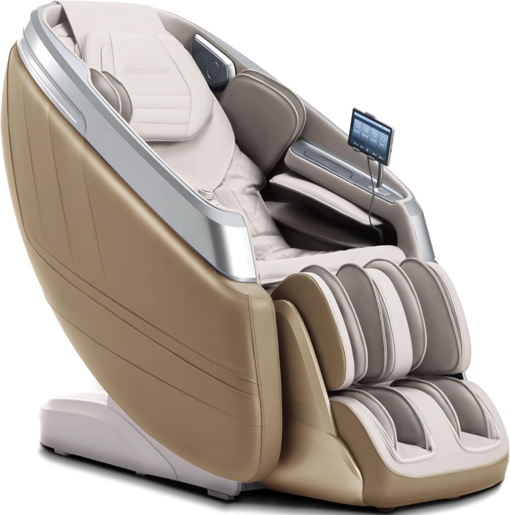 iBooMas P03 2025 4D Zero Gravity Massage Chair,APP Control Massage Chairs Full Body with SL Track,Touch Screen Navigation,Yoga Stretch,Foot Roller,Heat,Airbags,Wireless Charger (Beige)