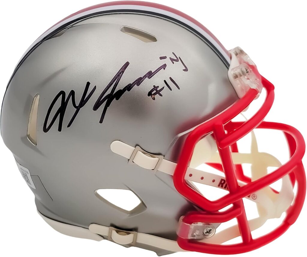 Jaxon Smith-Njigba Autographed Flash Silver Speed Mini Football Helmet Beckett BAS QR Stock #203467
