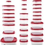Rubbermaid 60-Piece Food Storage Containers with Lids, Microwave and Dishwasher Safe, Red Color, Ideal for Meal Prep and Pantry Storage
