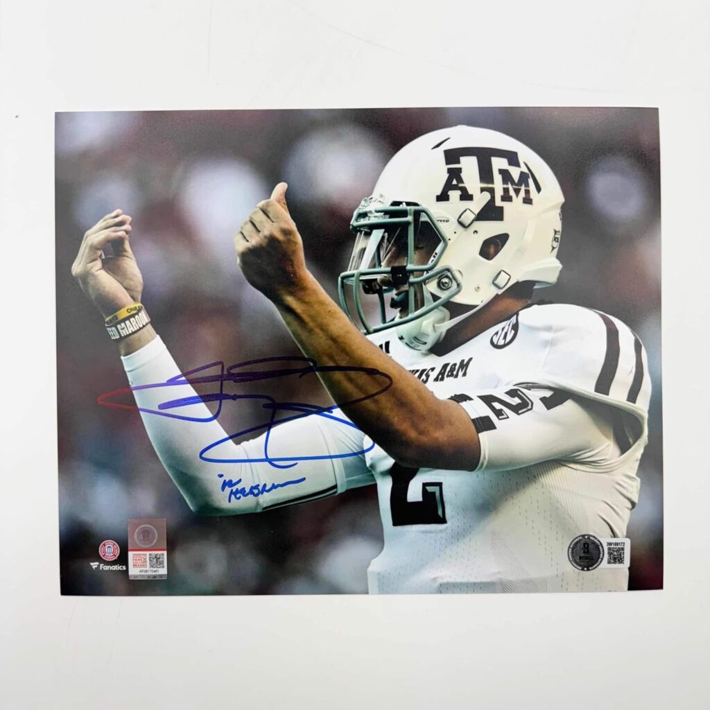 Autographed/Signed Johnny Manziel Money Sign Texas A&M Aggies 8×10 College Football Photo Beckett BAS COA