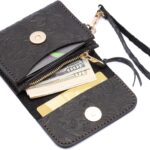 Toros Craft Handmade Wristlet Wallets for Women, Western Leather Small Credit Card Holder with Zipper, Minimalist & Cute Coin Pouch, Genuine Leather, Black