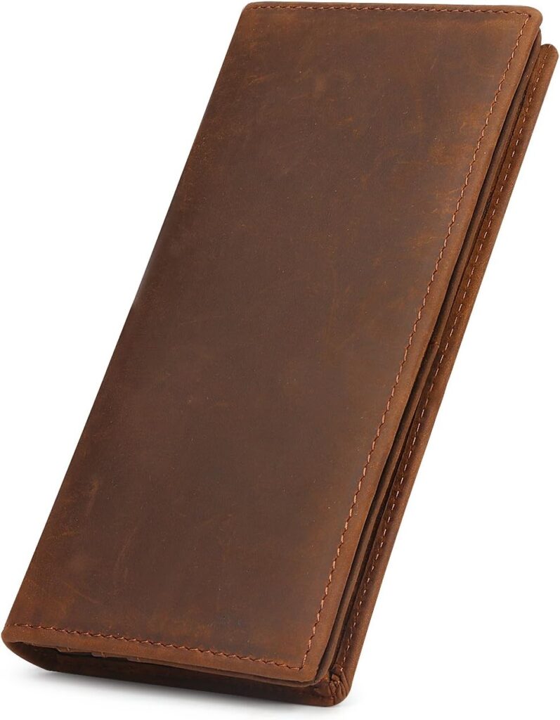 Kattee Men’s Vintage Genuine Leather Long Wallet for Checkbook Credit Cards