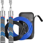 Weighted Jump Rope for Men Women with 110″&102″ Abrasion-resistant Cable, Φ=6mm Crossropes jump rope with Rubber Grip,360 Degree Spin,Tangle Free,Suitable for Fitness Cardio,Boxing & Workout